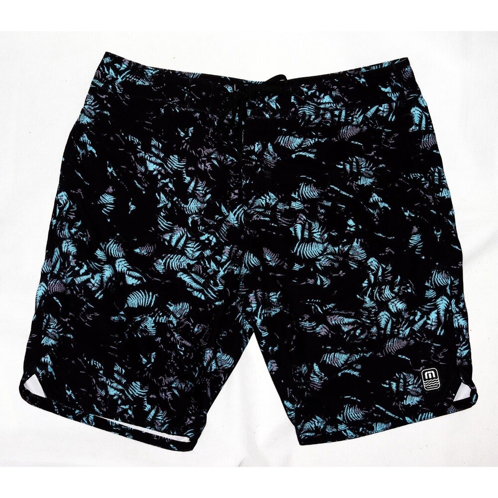 Travis Mathew Inaminit Men's‎ Black Blue Abstract Print Board Shorts Size 34